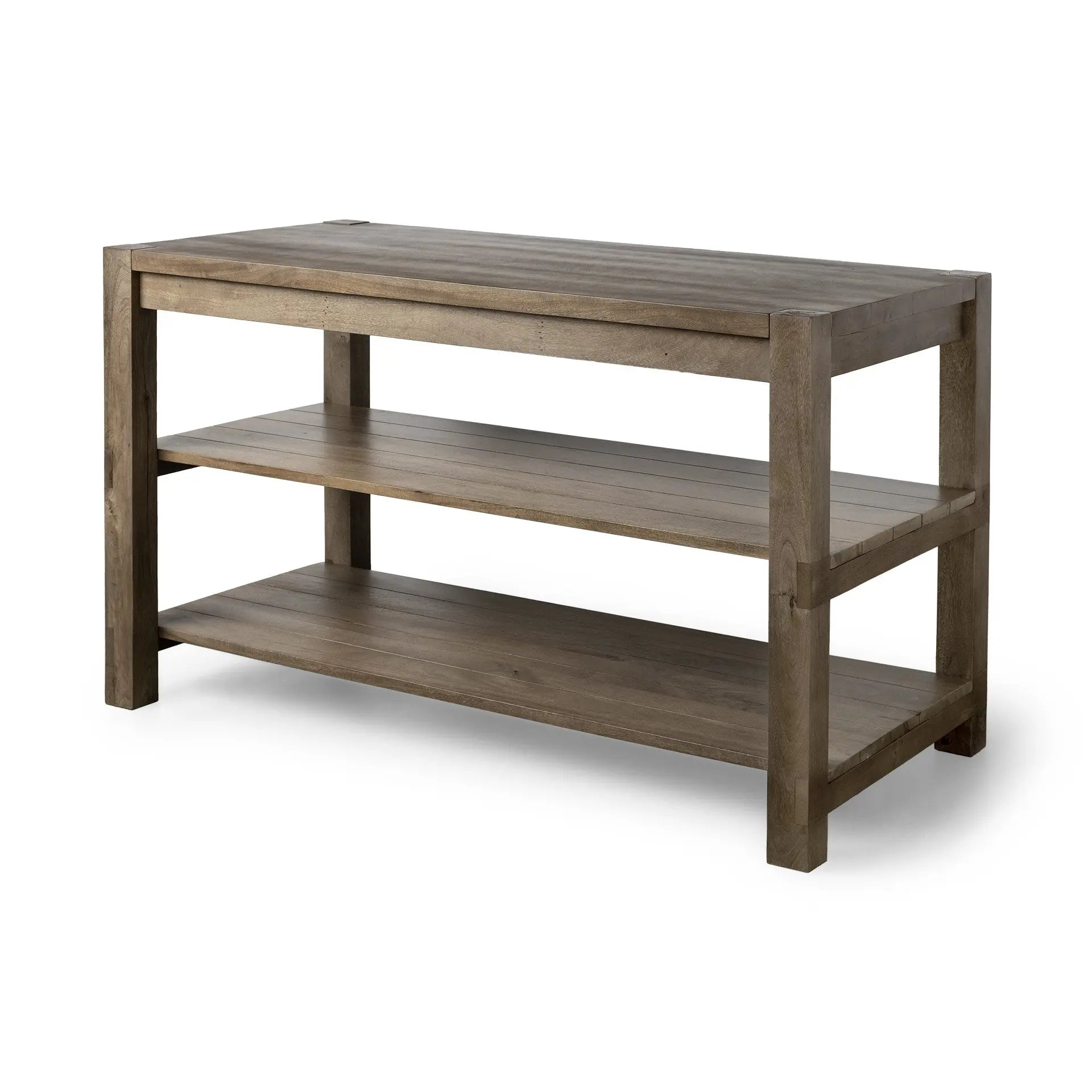 Brown Solid Wood Kitchen Island With Two Tier Smooth Counter Top Homeroots Kitchen & Dining