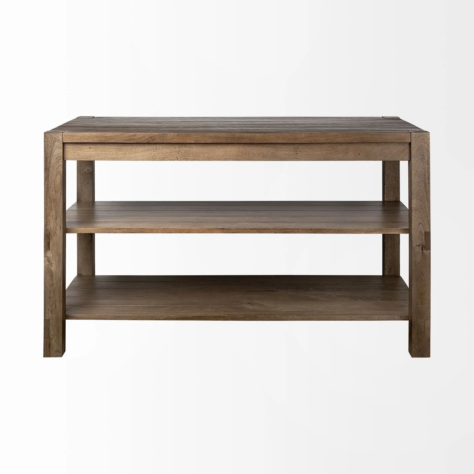 Brown Solid Wood Kitchen Island With Two Tier Smooth Counter Top Homeroots Kitchen & Dining
