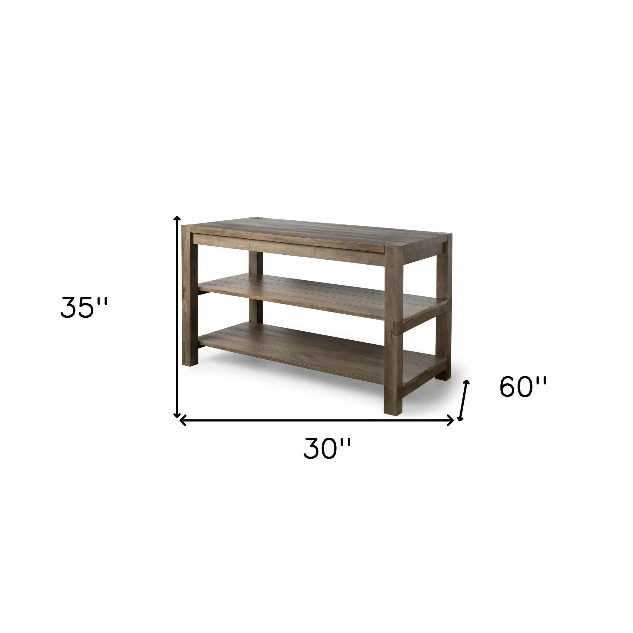Brown Solid Wood Kitchen Island With Two Tier Smooth Counter Top Homeroots Kitchen & Dining
