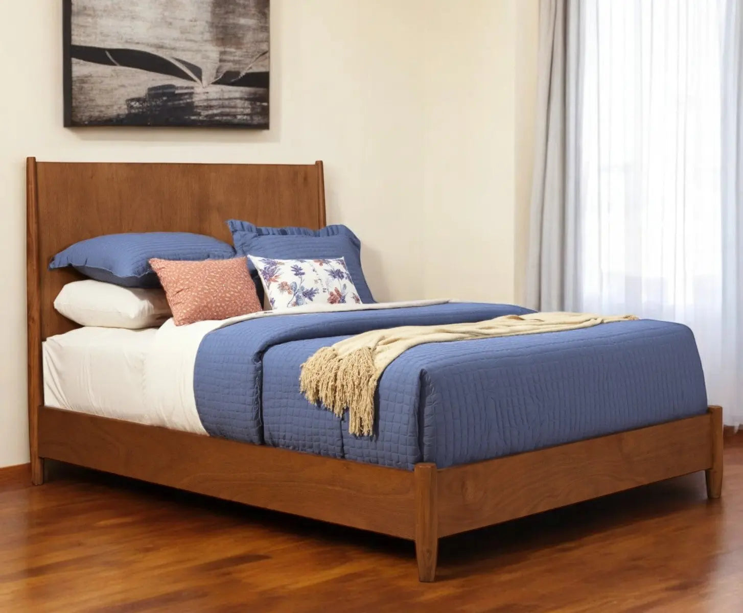 Brown Solid Wood Queen Bed Frame Homeroots Bed & Bath