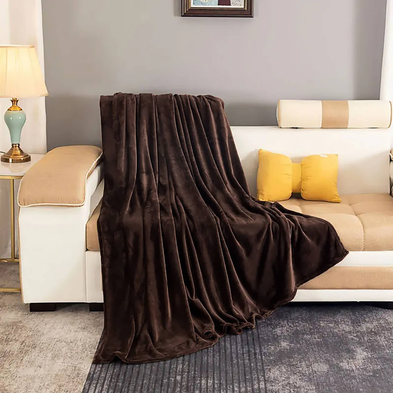 Brown Super Soft Plush Warm Cozy Bed Throw Flannel Blanket Home Mart Goods