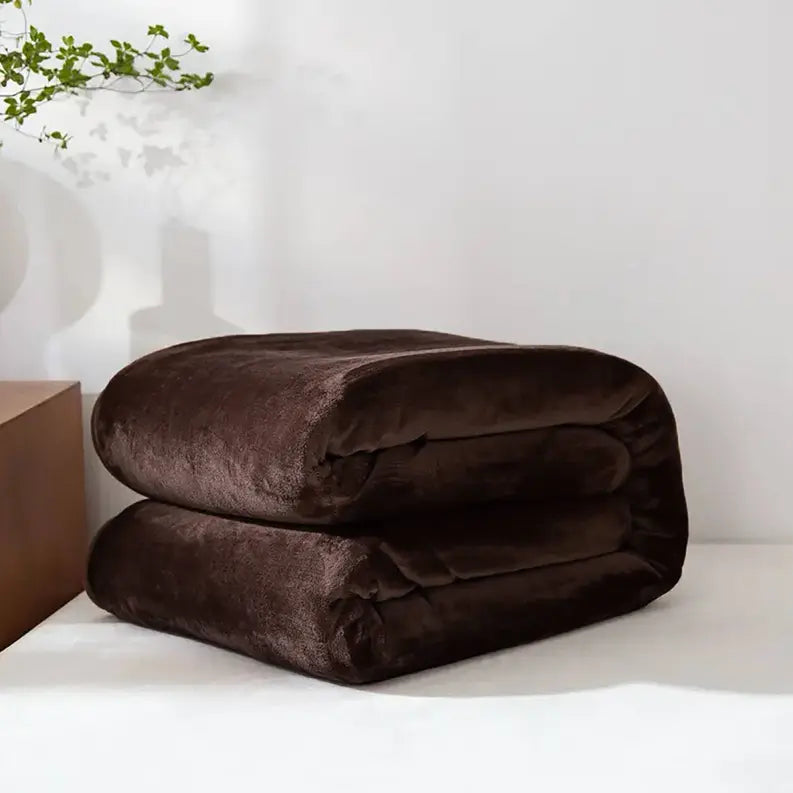 Brown Super Soft Plush Warm Cozy Bed Throw Flannel Blanket Home Mart Goods