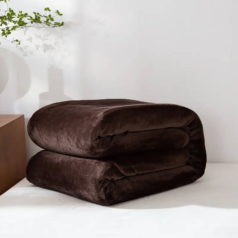 Brown Super Soft Plush Warm Cozy Bed Throw Flannel Blanket Home Mart Goods