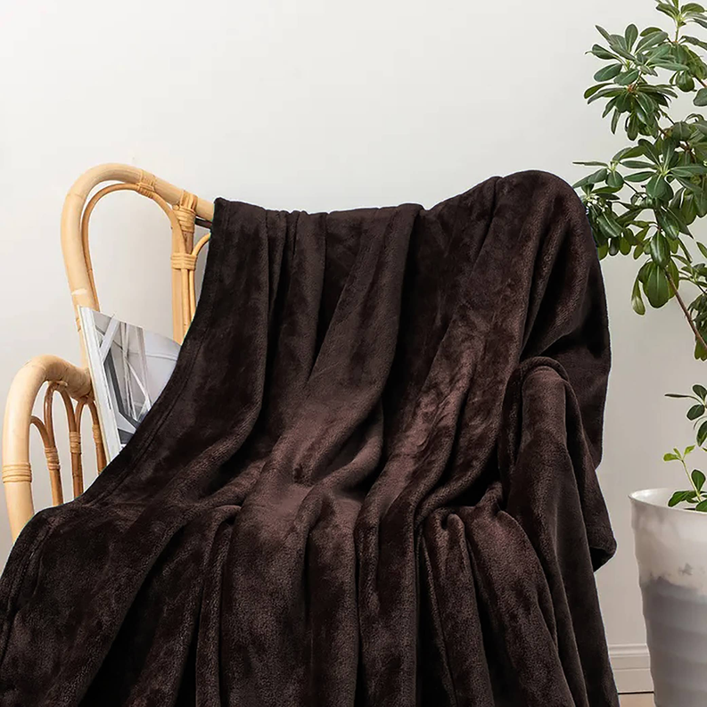 Brown Super Soft Plush Warm Cozy Bed Throw Flannel Blanket Home Mart Goods