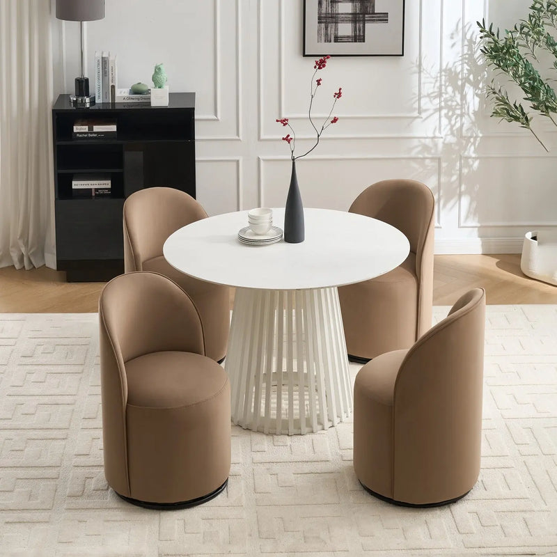 Brown Upholstered And Wood Curved Back Dining Side Chair Homeroots