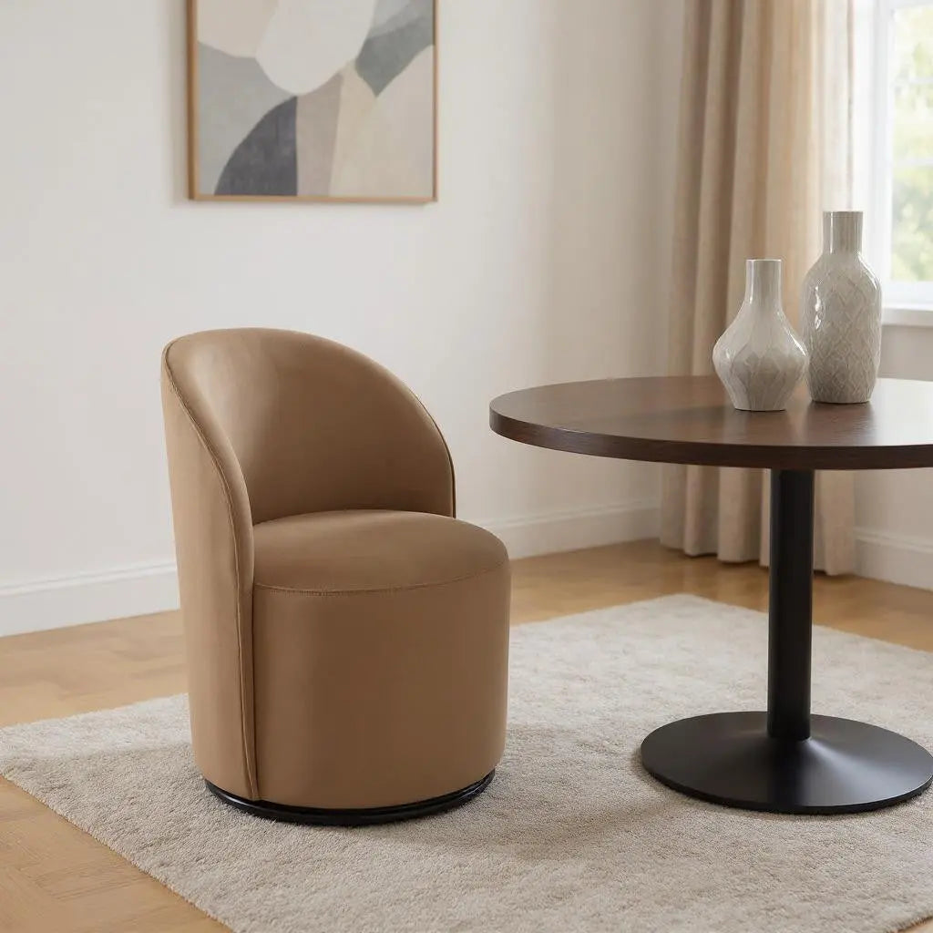 Brown Upholstered And Wood Curved Back Dining Side Chair Homeroots