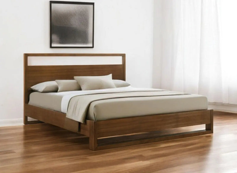 Brown Wood King Bed Frame Homeroots Bed & Bath