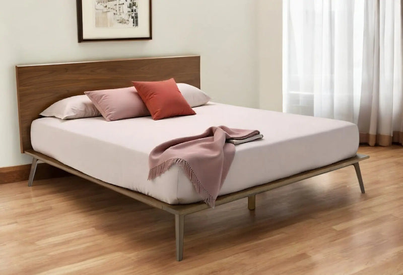 Brown Wood King Bed Frame Homeroots Bed & Bath