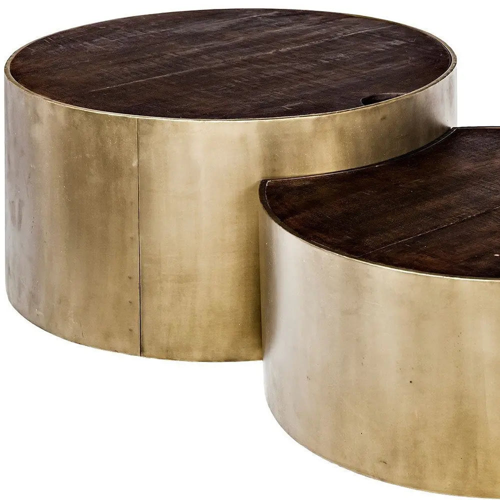 Brown Wood Round Nested Coffee Tables Homeroots Living Room