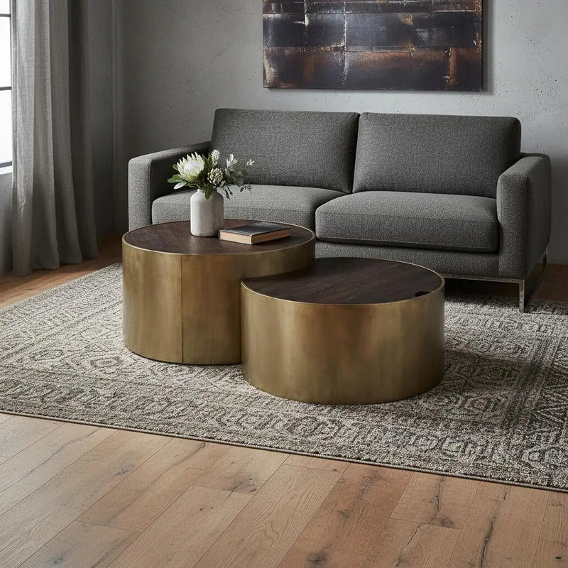 Brown Wood Round Nested Coffee Tables Homeroots Living Room