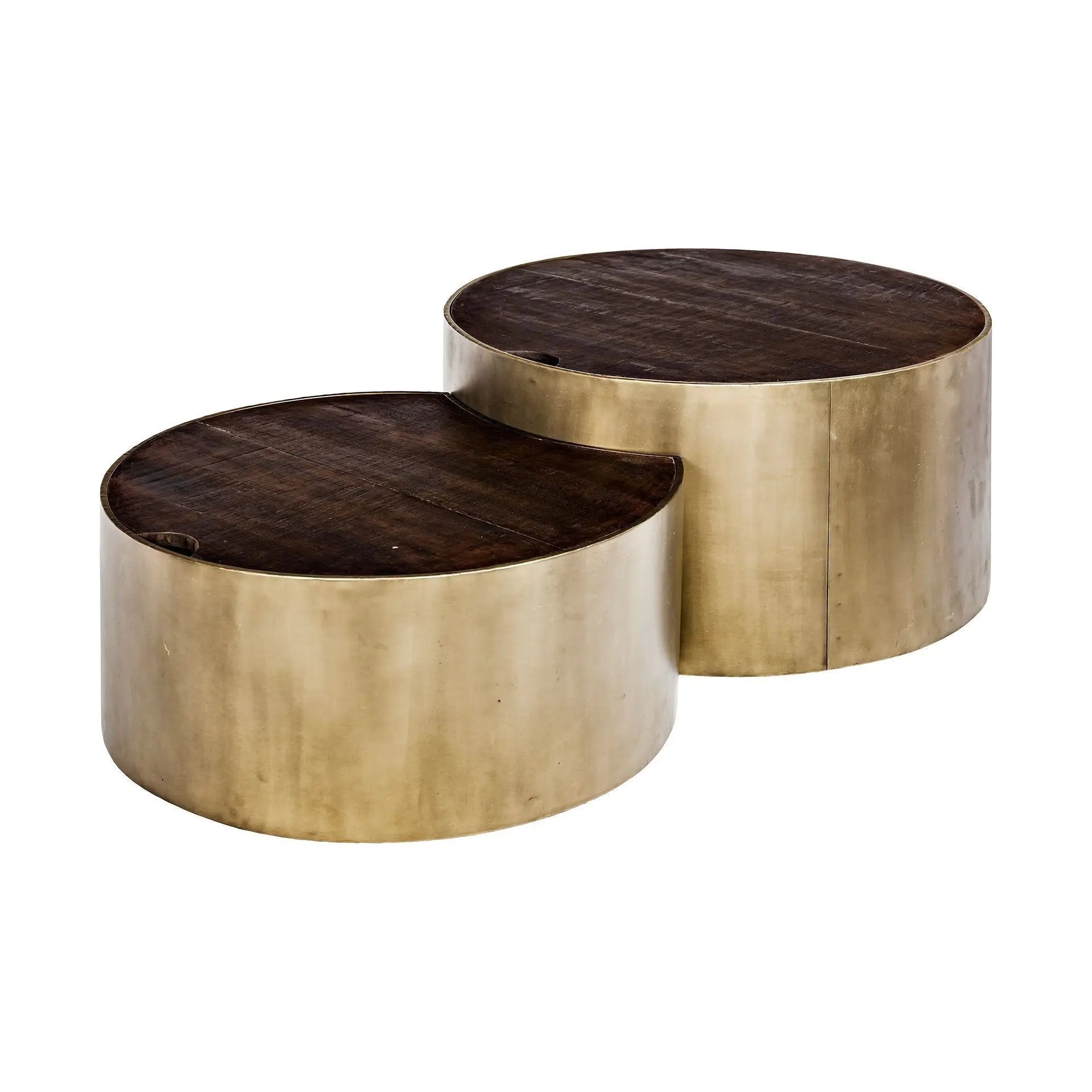 Brown Wood Round Nested Coffee Tables Homeroots Living Room