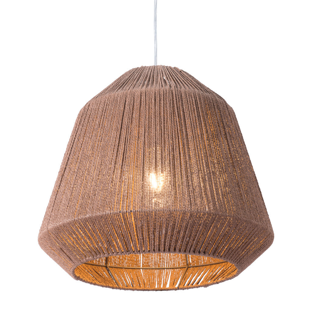 Brown Woven Paper String Hanging Pendent Lamp - GreatEagleInc