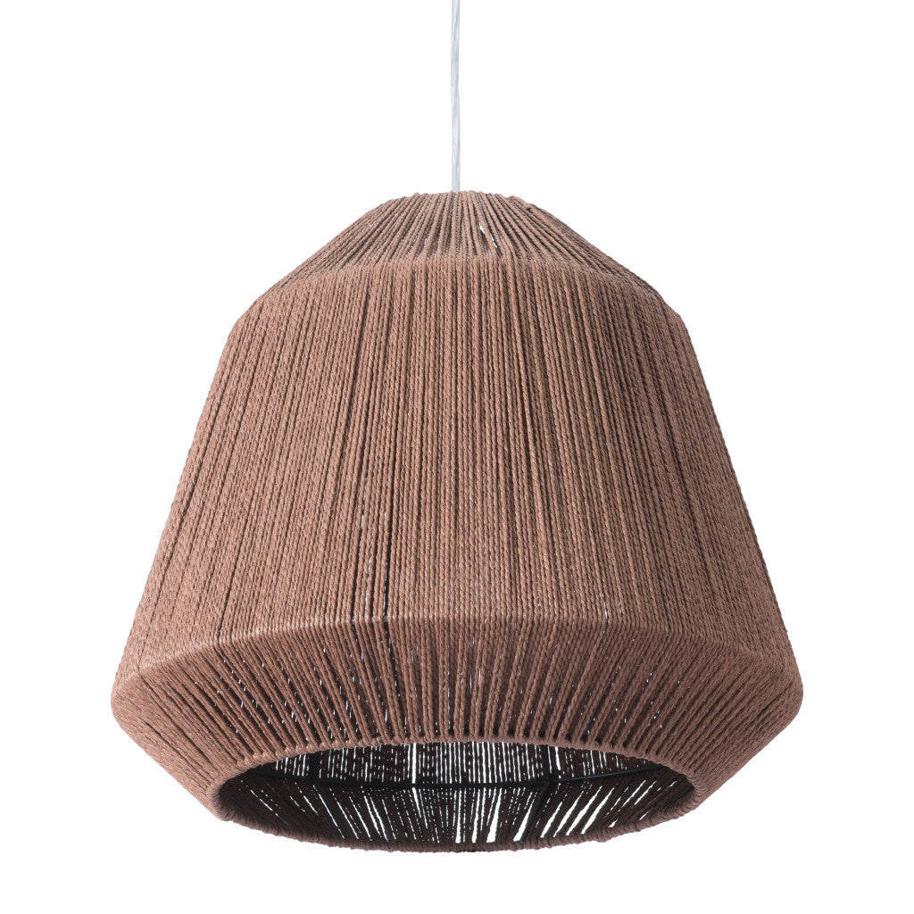 Brown Woven Paper String Hanging Pendent Lamp - GreatEagleInc