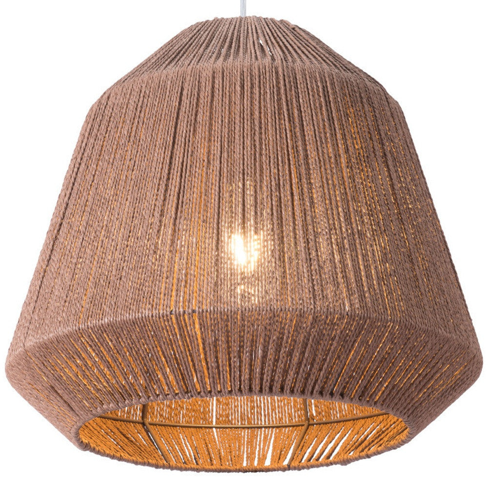 Brown Woven Paper String Hanging Pendent Lamp - GreatEagleInc