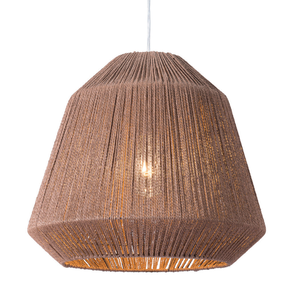 Brown Woven Paper String Hanging Pendent Lamp - GreatEagleInc