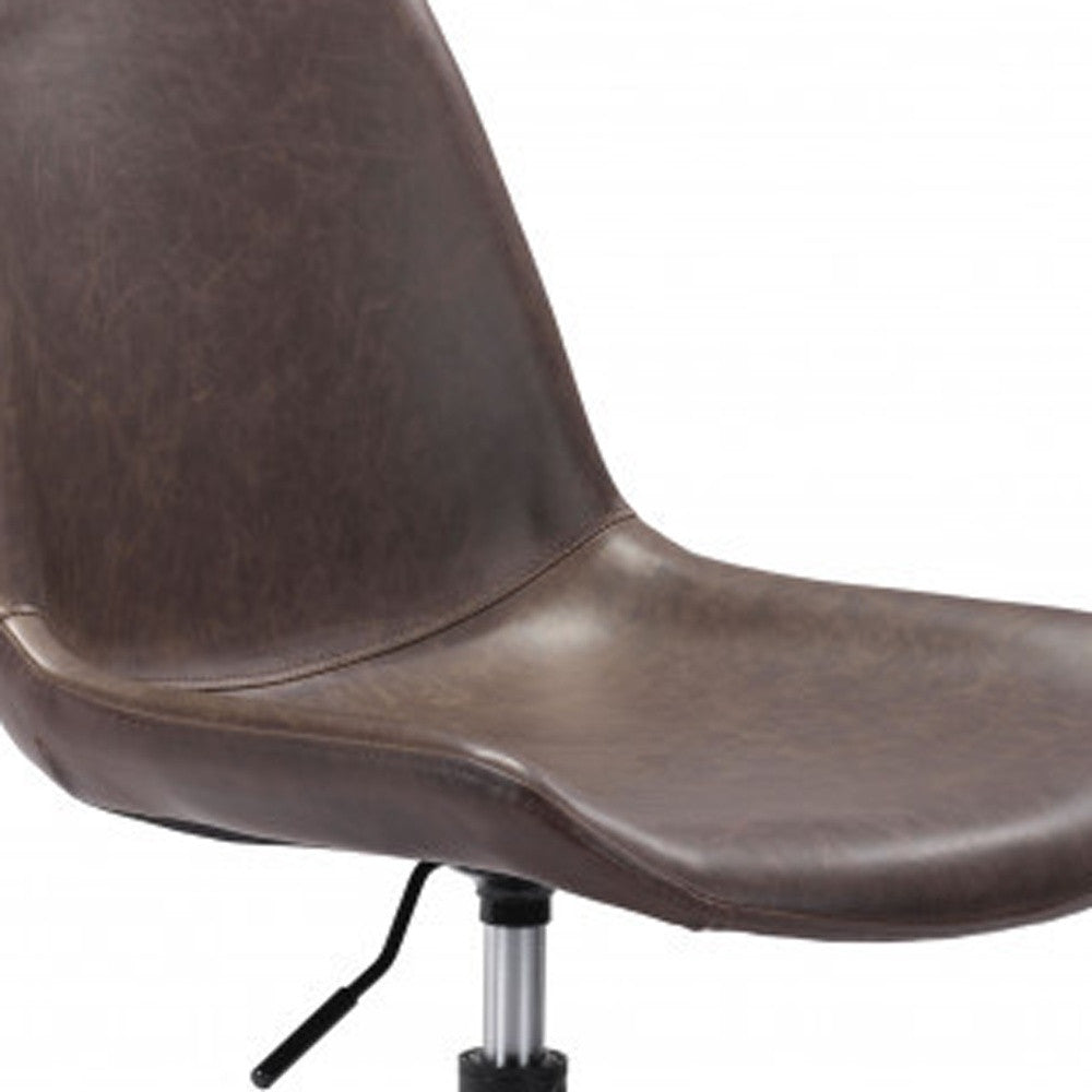 Brown and Black Adjustable Swivel Faux Leather Rolling Office Chair Homeroots Office