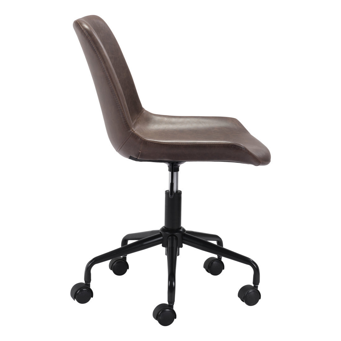 Brown and Black Adjustable Swivel Faux Leather Rolling Office Chair Homeroots Office