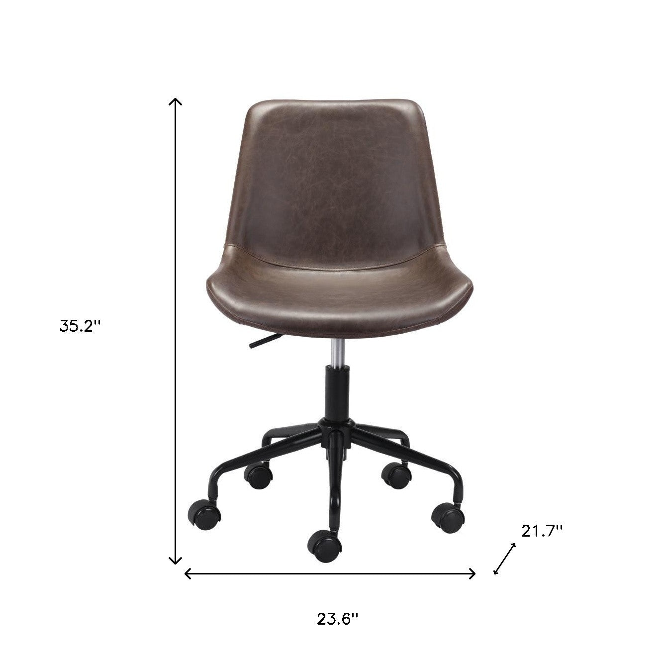 Brown and Black Adjustable Swivel Faux Leather Rolling Office Chair Homeroots Office