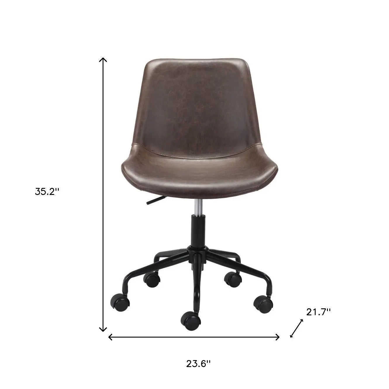 Brown and Black Adjustable Swivel Faux Leather Rolling Office Chair Homeroots Office