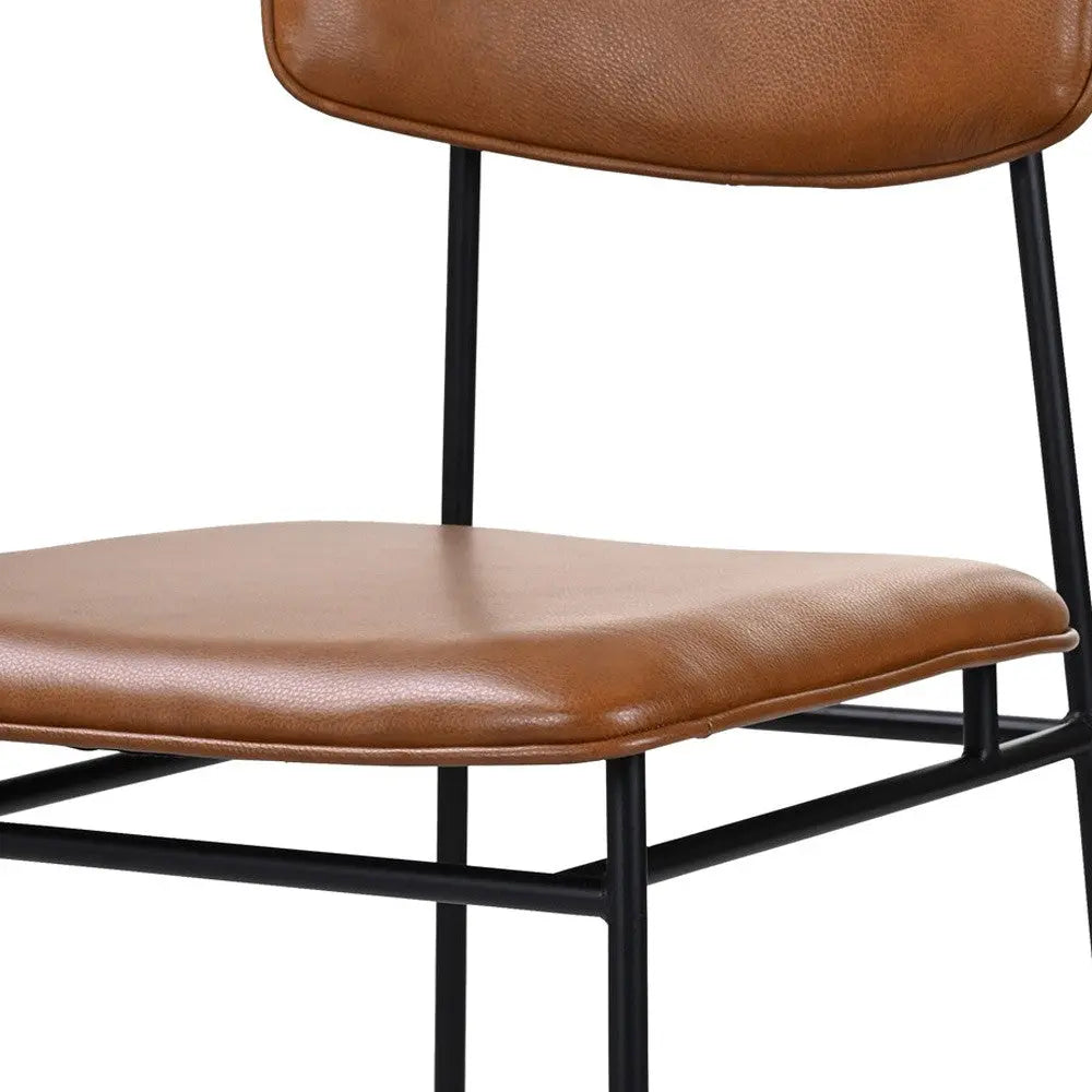 Brown and Black Leather Open Back Dining Side Chair Homeroots Kitchen & Dining