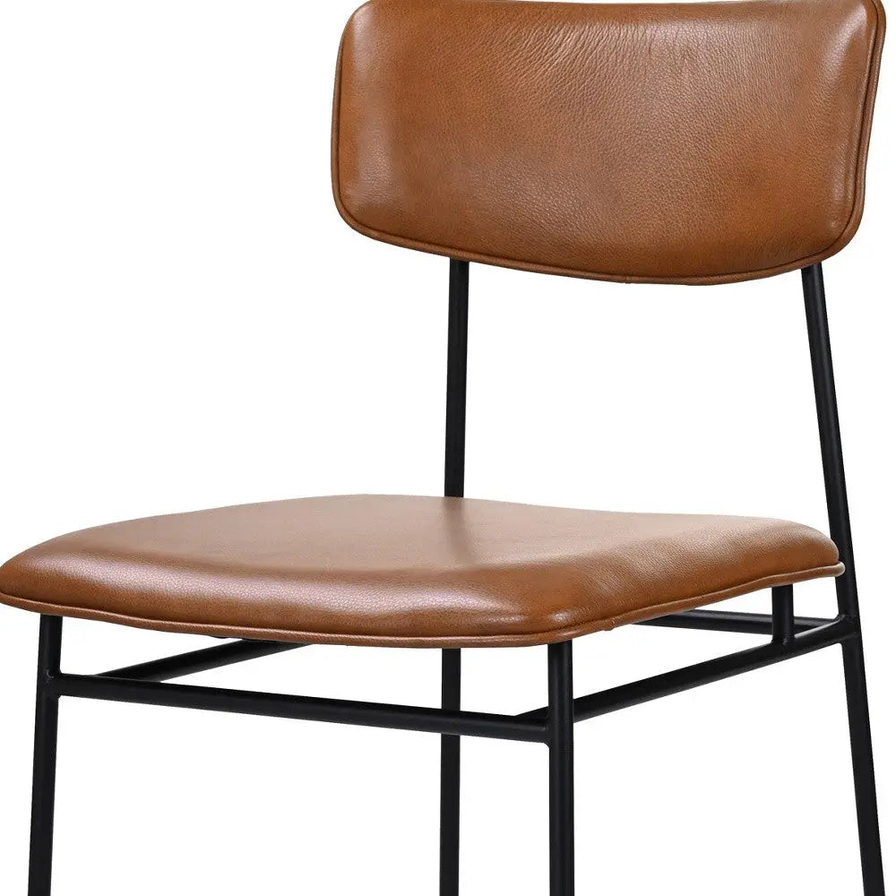 Brown and Black Leather Open Back Dining Side Chair Homeroots Kitchen & Dining
