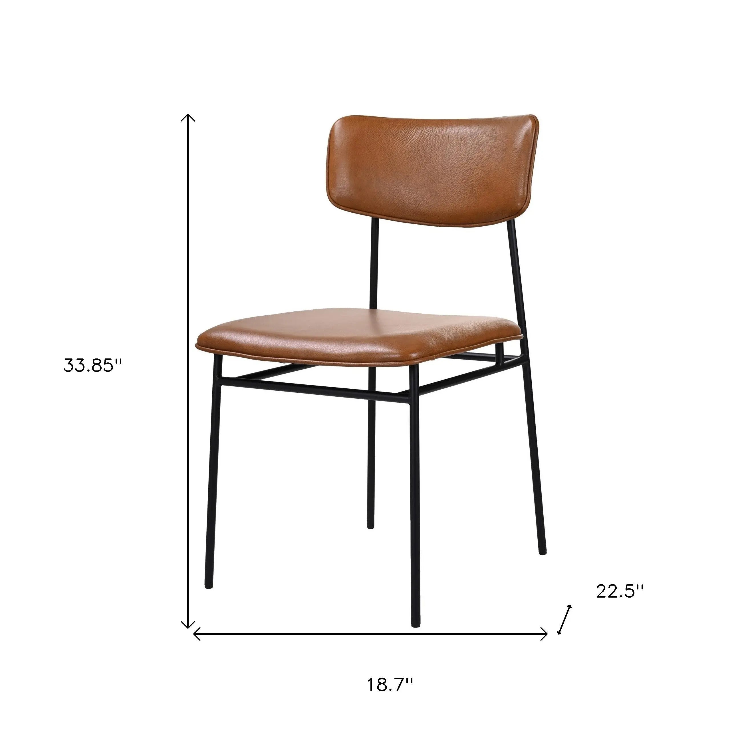 Brown and Black Leather Open Back Dining Side Chair Homeroots Kitchen & Dining