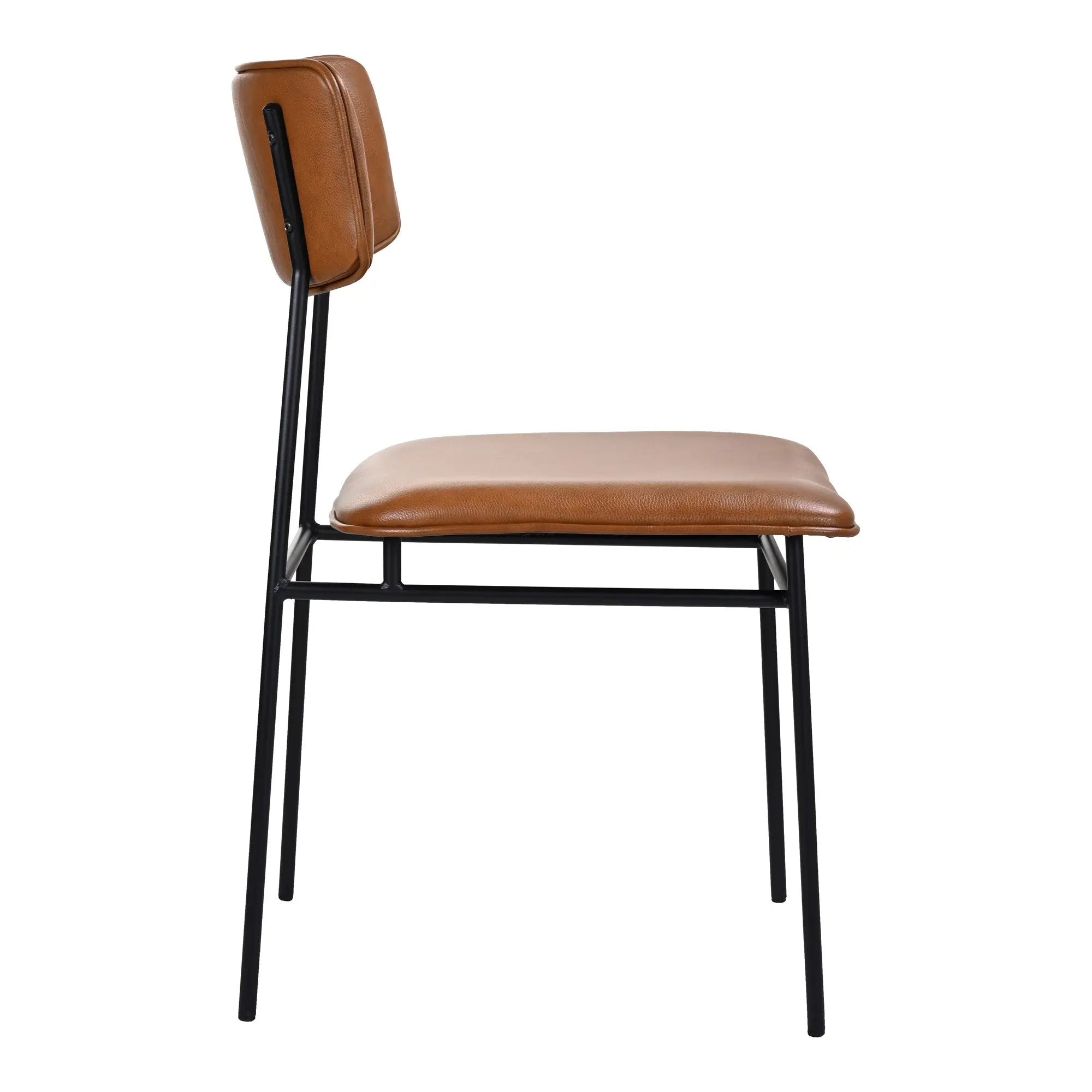 Brown and Black Leather Open Back Dining Side Chair Homeroots Kitchen & Dining