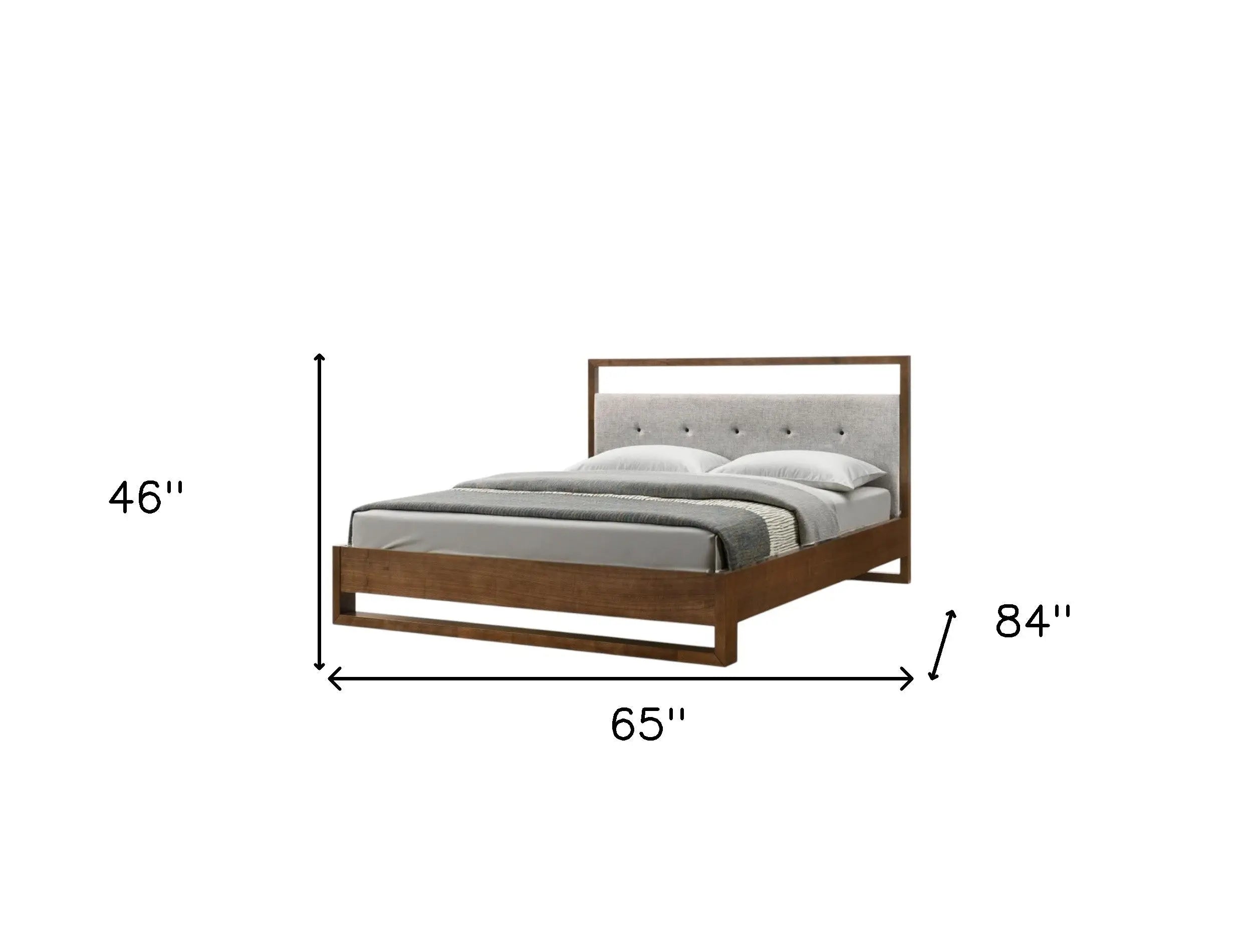 Brown and Gray Wood Tufted Upholstered Queen Bed Frame Homeroots Bed & Bath