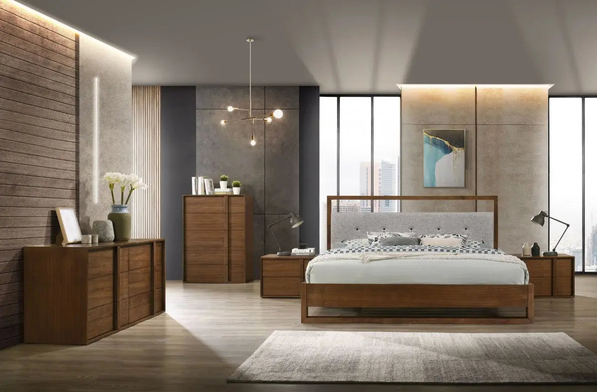 Brown and Gray Wood Tufted Upholstered Queen Bed Frame Homeroots Bed & Bath