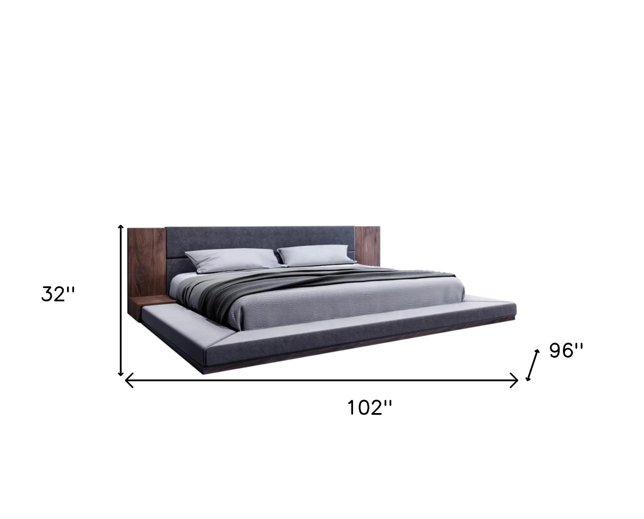Brown and Gray Wood Upholstered King Bed Frame Homeroots Bed & Bath