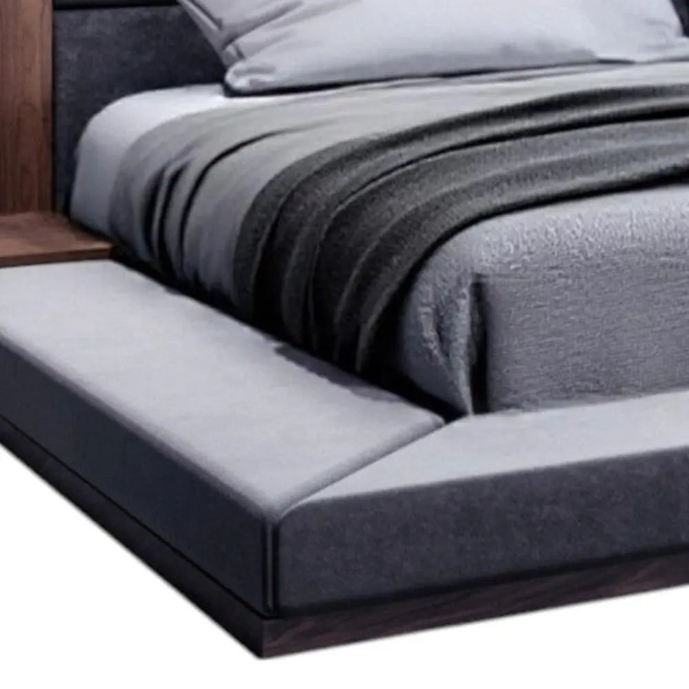 Brown and Gray Wood Upholstered King Bed Frame Homeroots Bed & Bath
