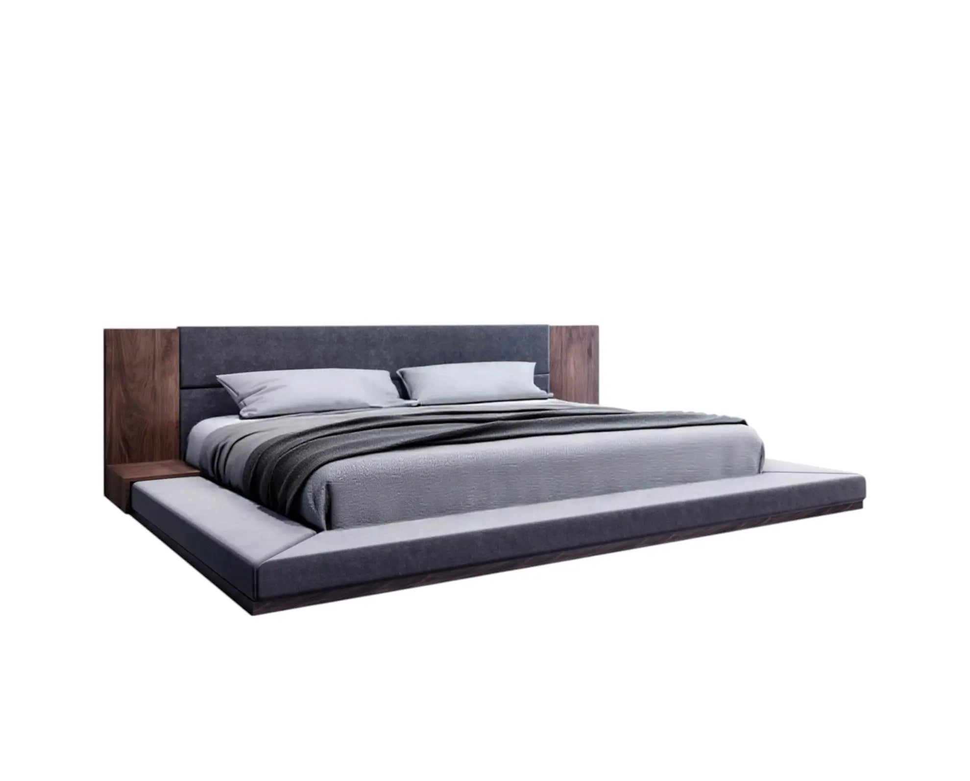 Brown and Gray Wood Upholstered King Bed Frame Homeroots Bed & Bath