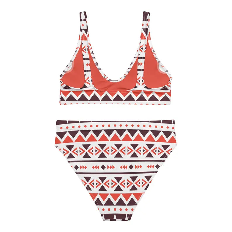 Brown and Orange Recycled High Waisted Bikini for Women Adirelounge