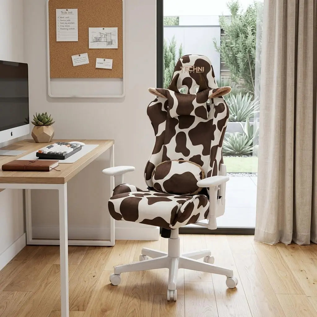 Brown and White Adjustable Height Swivel Rolling Gaming Chair Homeroots Office