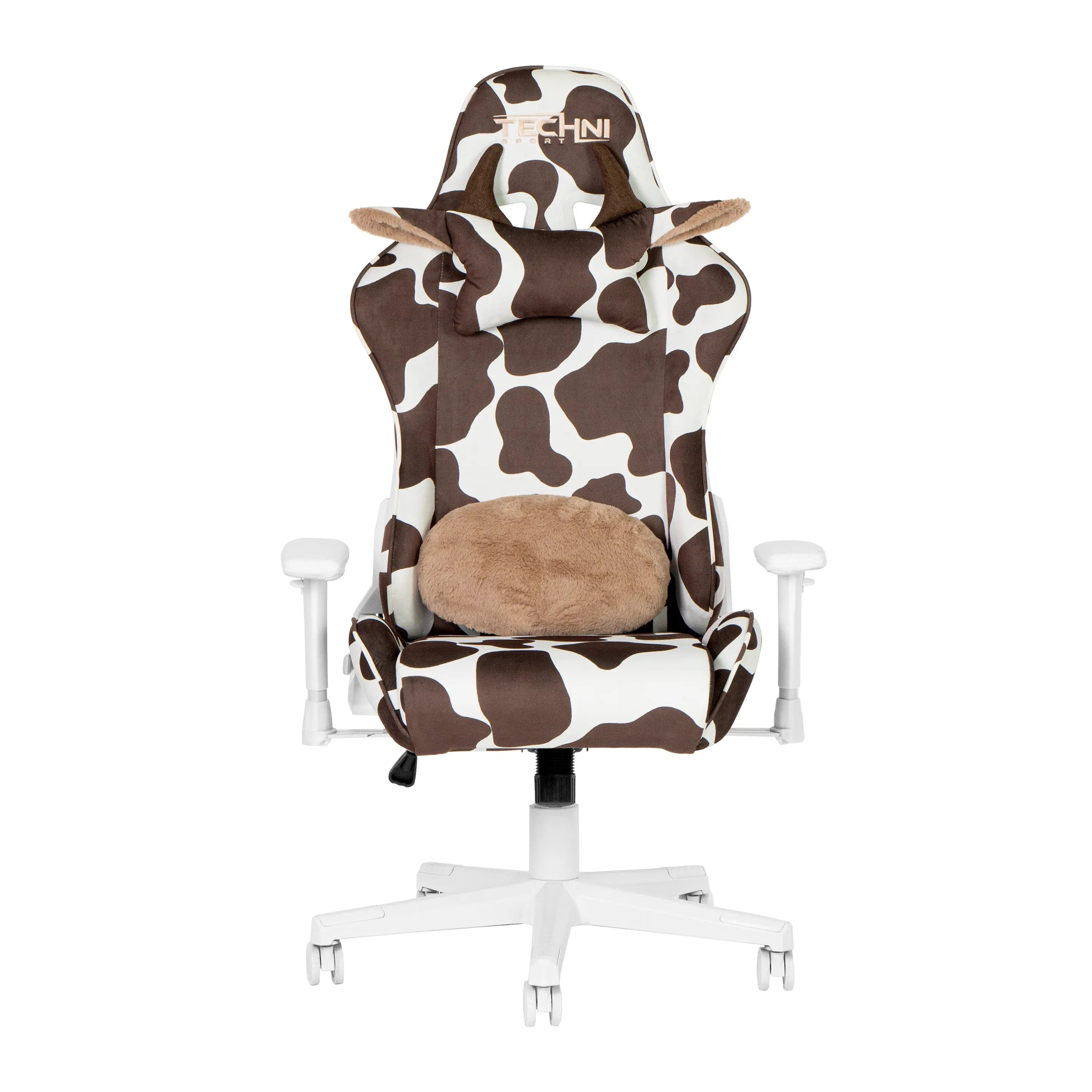 Brown and White Adjustable Height Swivel Rolling Gaming Chair Homeroots Office