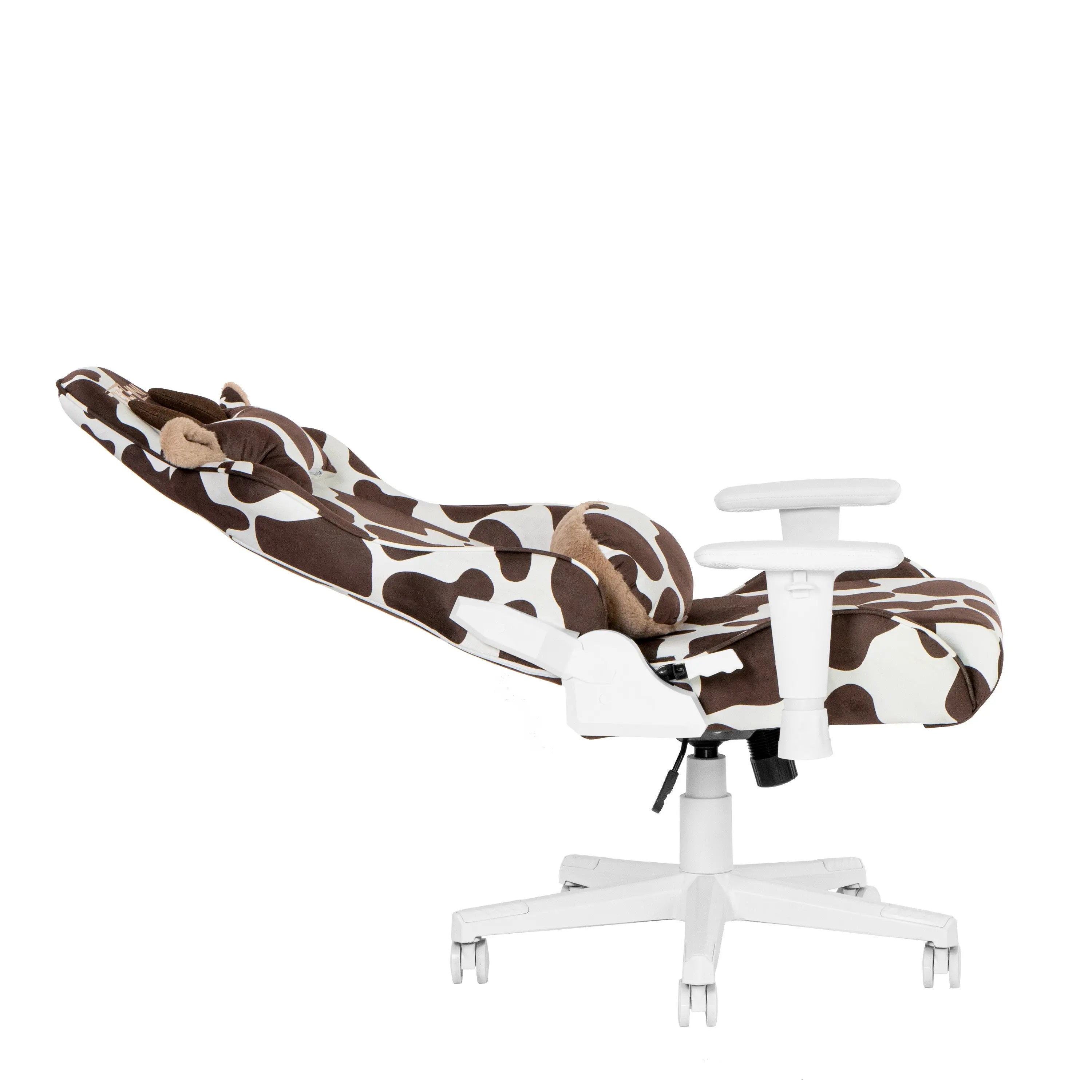Brown and White Adjustable Height Swivel Rolling Gaming Chair Homeroots Office