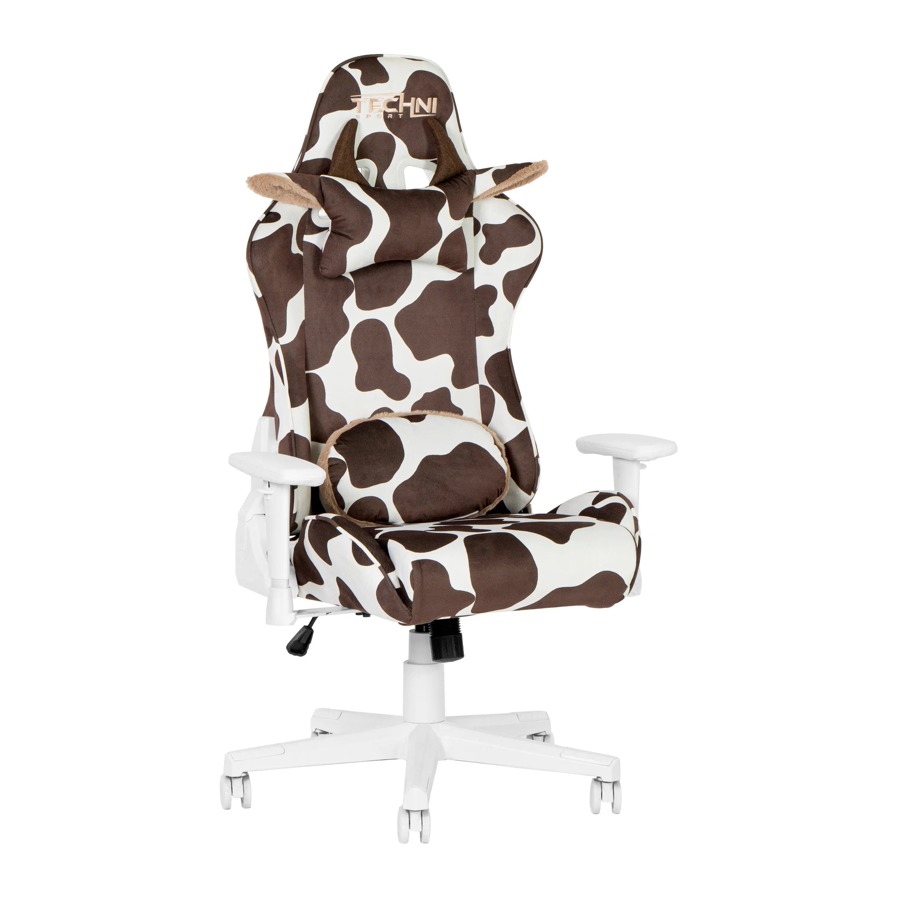 Brown and White Adjustable Height Swivel Rolling Gaming Chair Homeroots Office