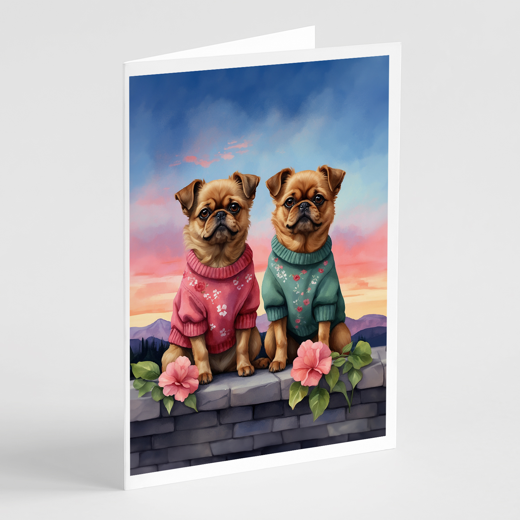 Brussels Griffon Two Hearts Greeting Cards Pack of 8 Caroline's Treasures