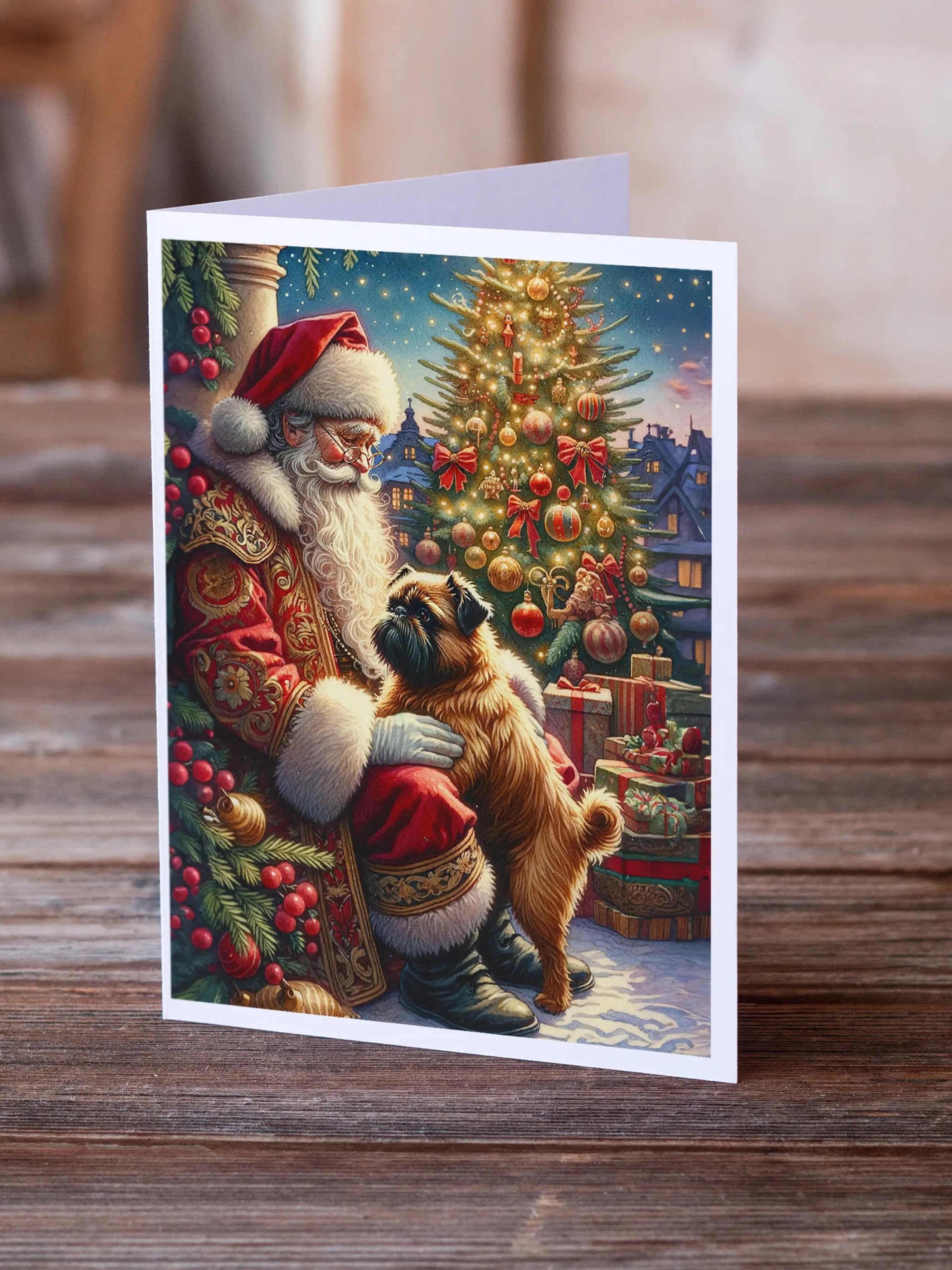 Brussels Griffon and Santa Claus Greeting Cards Pack of 8 Caroline's Treasures