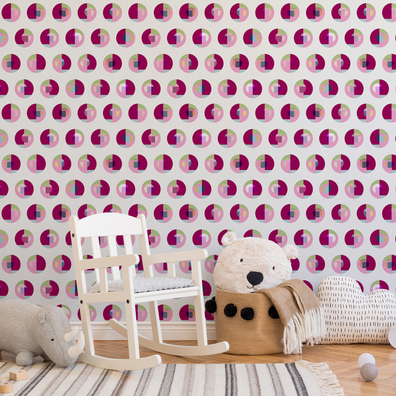 Bubble Gum' Boho Polka Dots Peel & Stick Wallpaper SBC-LTD