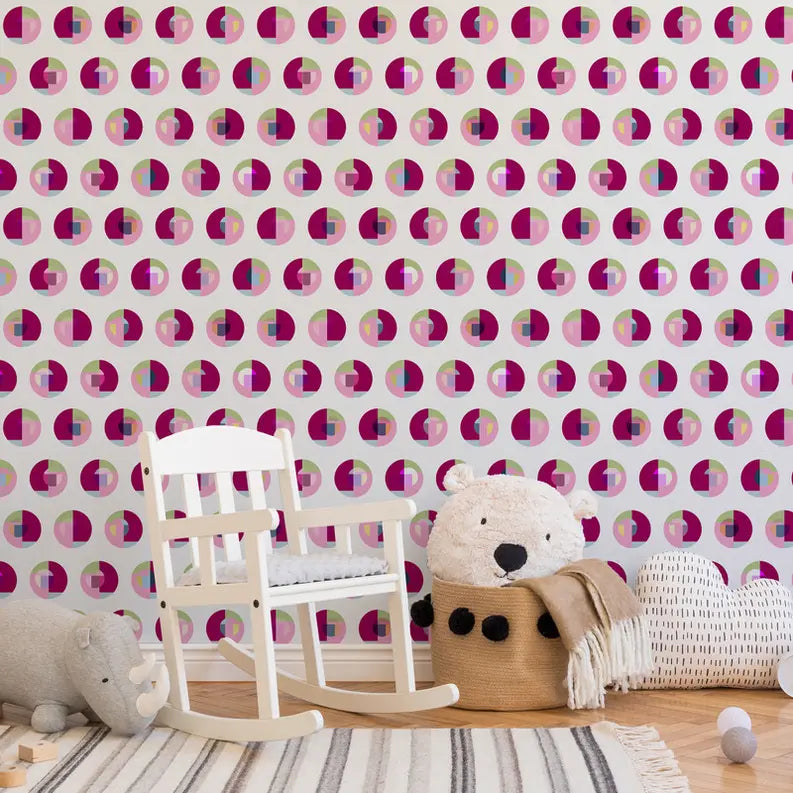Bubble Gum' Boho Polka Dots Peel & Stick Wallpaper SBC-LTD