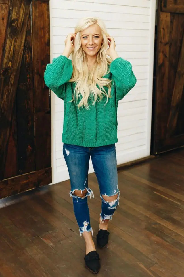 Bubblegum Knit Braided Sweater Stay Warm in Style