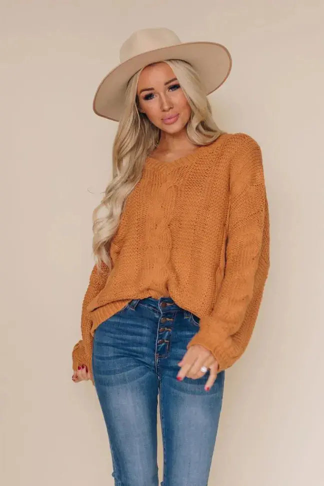 Bubblegum Knit Braided Sweater Stay Warm in Style