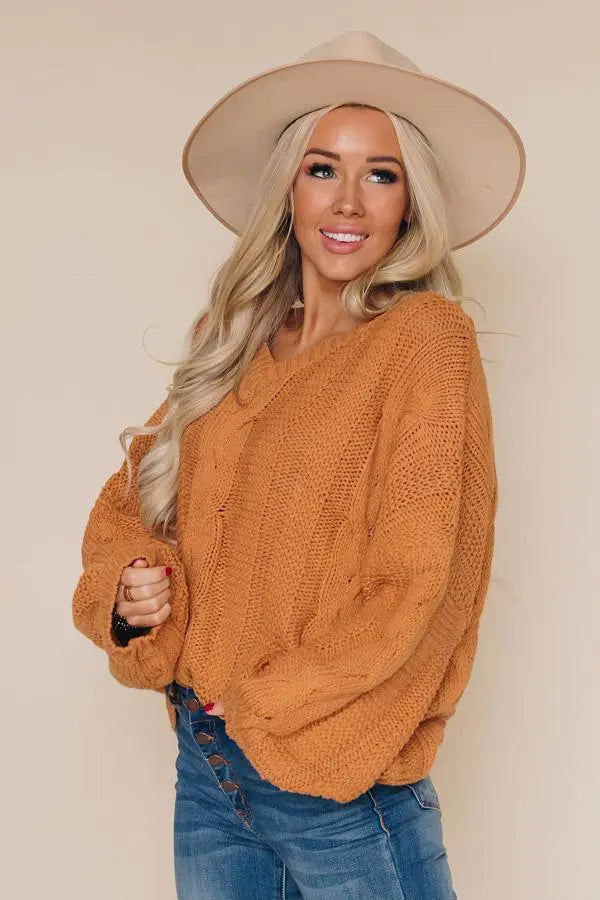 Bubblegum Knit Braided Sweater Stay Warm in Style