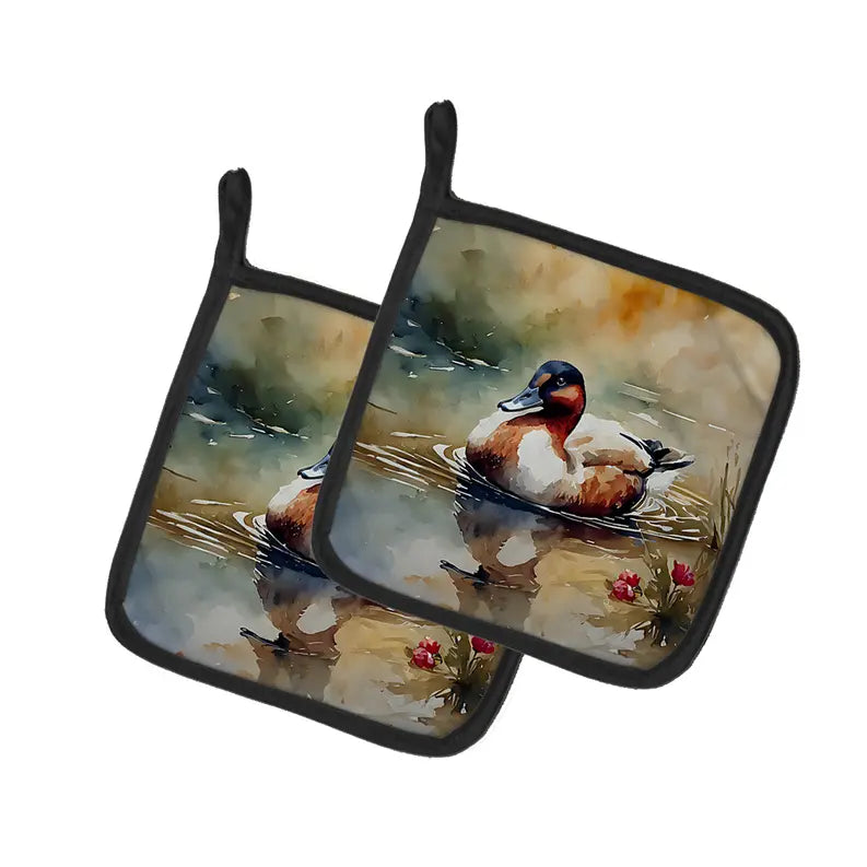 Bufflehead Pair of Pot Holders Caroline's Treasures