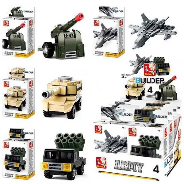 Builder Military Building Brick Display Set, x2 of each kit Texas Toy Distribution