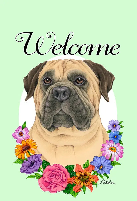 Bull Mastiff - Best of Breed Welcome Flowers Garden Flag .. Best of Breed