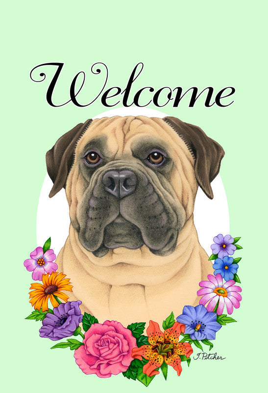 Bull Mastiff - Best of Breed Welcome Flowers Garden Flag .. Best of Breed