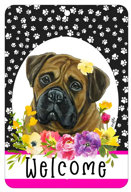 Bull Mastiff - HHS Paw Prints Welcome Indoor/Outdoor Aluminum Sign Best of Breed