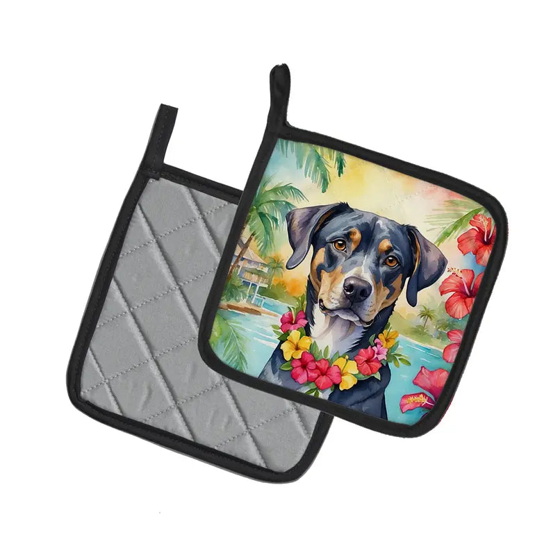 Bull Terrier Luau Pair of Pot Holders Caroline's Treasures